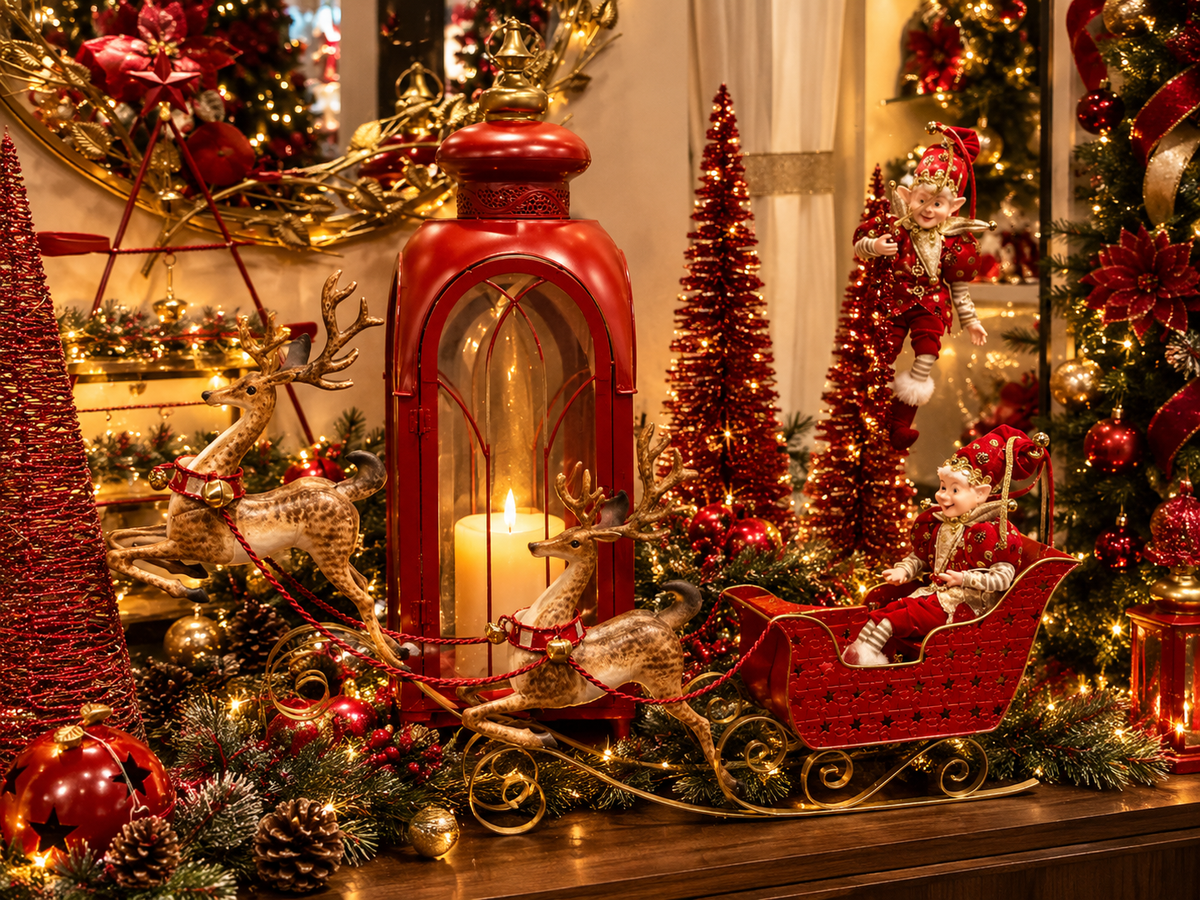 Trineo Navideño con Renos metálicos