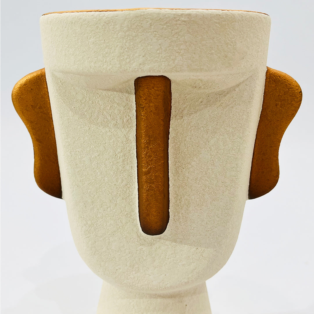 JARRÓN DECORATIVO EN CERÁMICA BLANCA