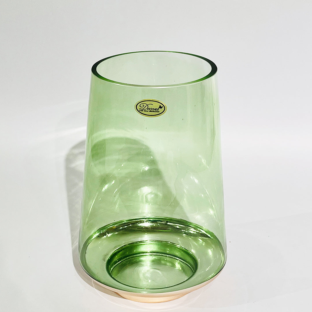 FLORERO DECORATIVO EN VIDRIO VERDE