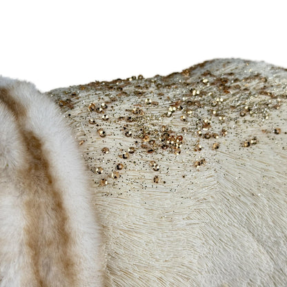 Oso Polar Artesanal Navideño con Detalles Dorados y Textura Natural