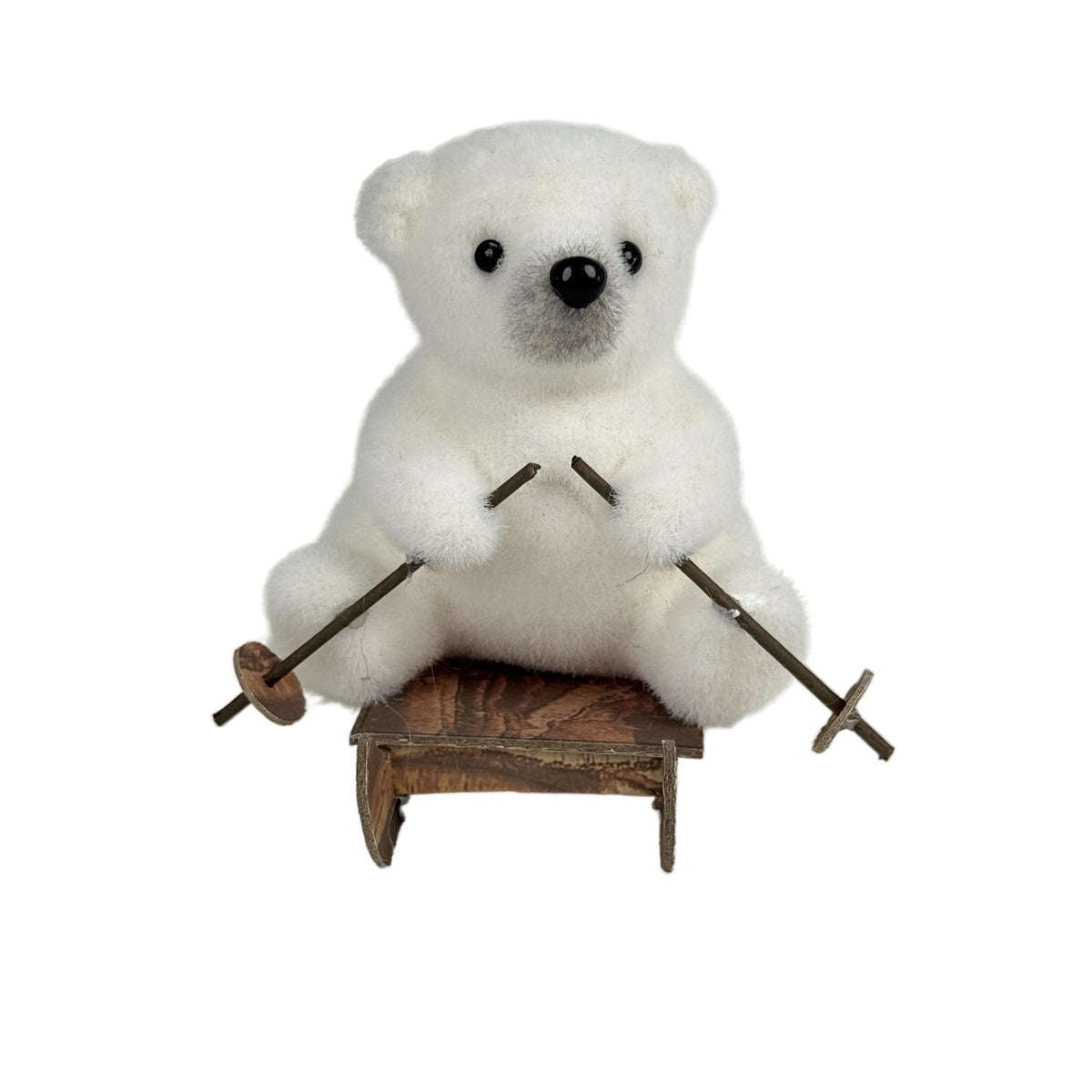 Adorno de Oso Polar Esquiador en Trineo de Madera