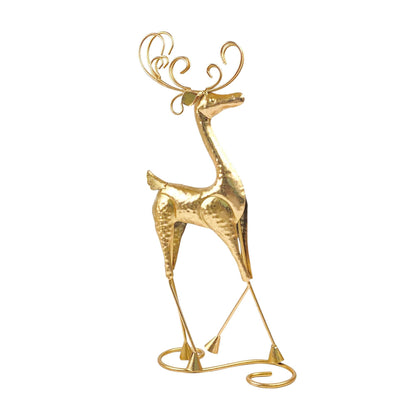 Reno Decorativo Metálico Navideño Dorado de Lujo
