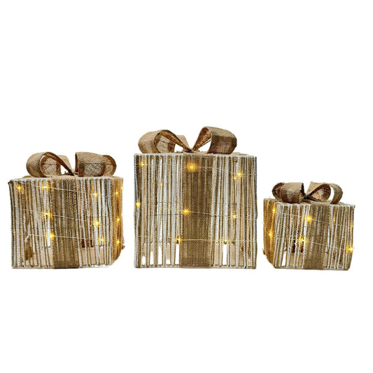 Set X 3 Cajas de Regalo Navideñas Iluminadas