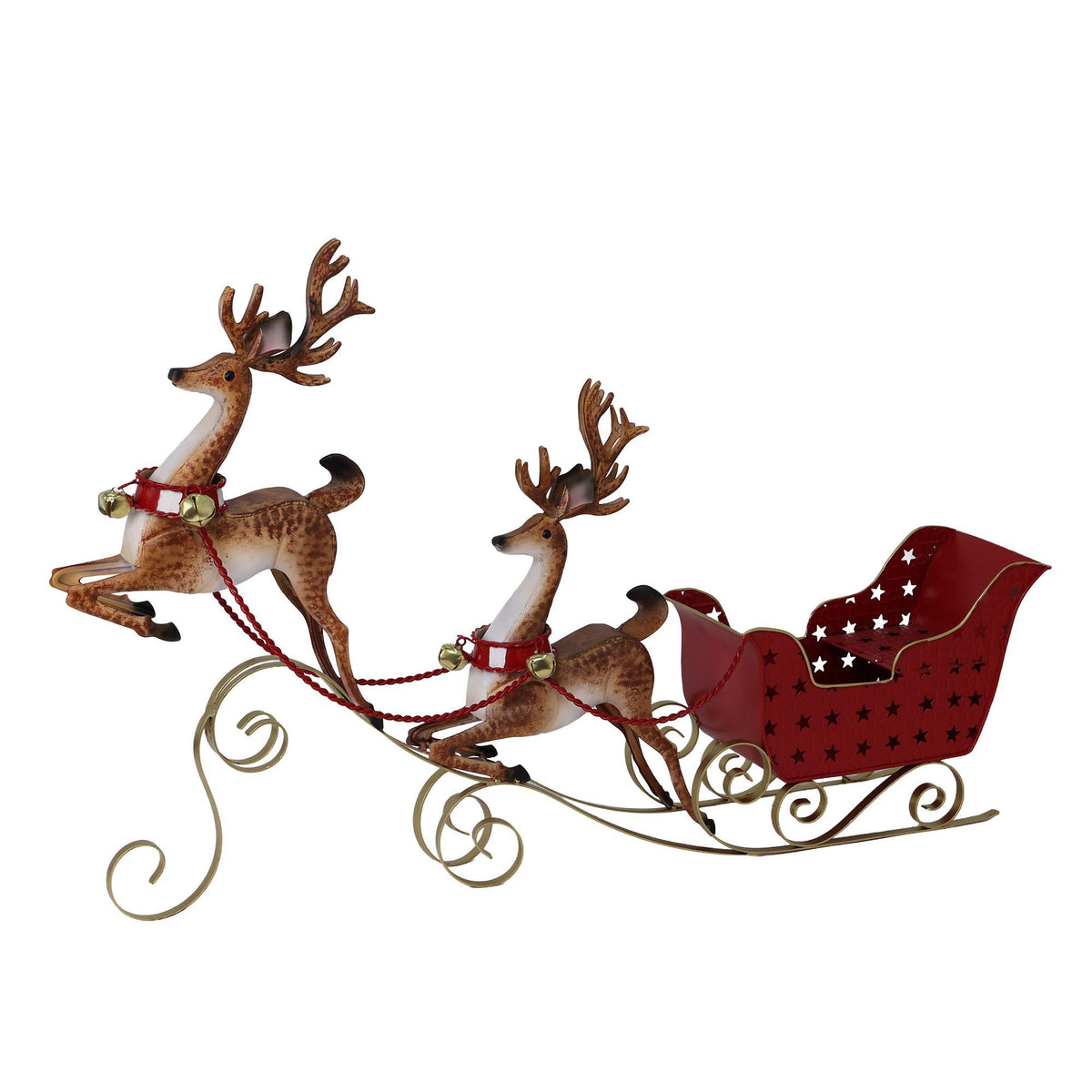 Trineo Navideño con Renos metálicos