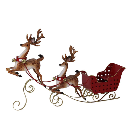 Trineo Navideño con Renos metálicos