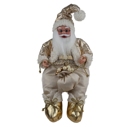 Papá Noel Sentado de Lujo en Dorado y Marfil