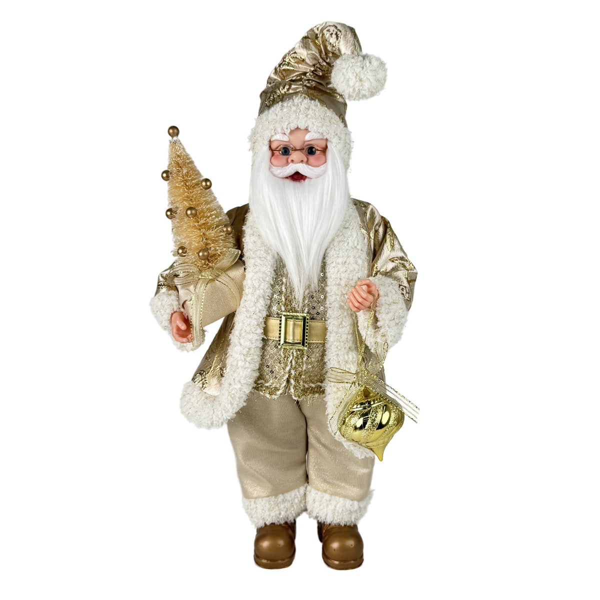 Santa Claus Decorativo de Lujo en Dorado y Marfil