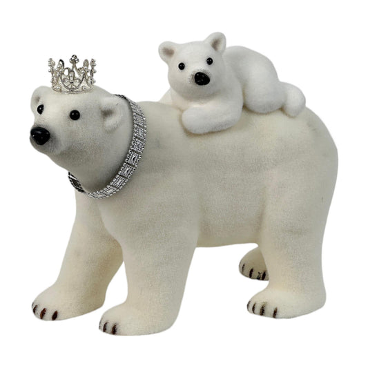 Figura Navideña Oso Polar Real con Cría – Edición Luxury Royale