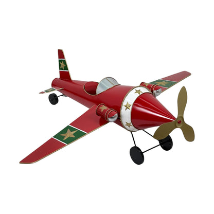 Avión decorativo navideño coleccionable metálico