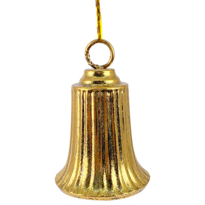 Campana Navideña Dorada Acanalada – Ornamento Colgante de Lujo