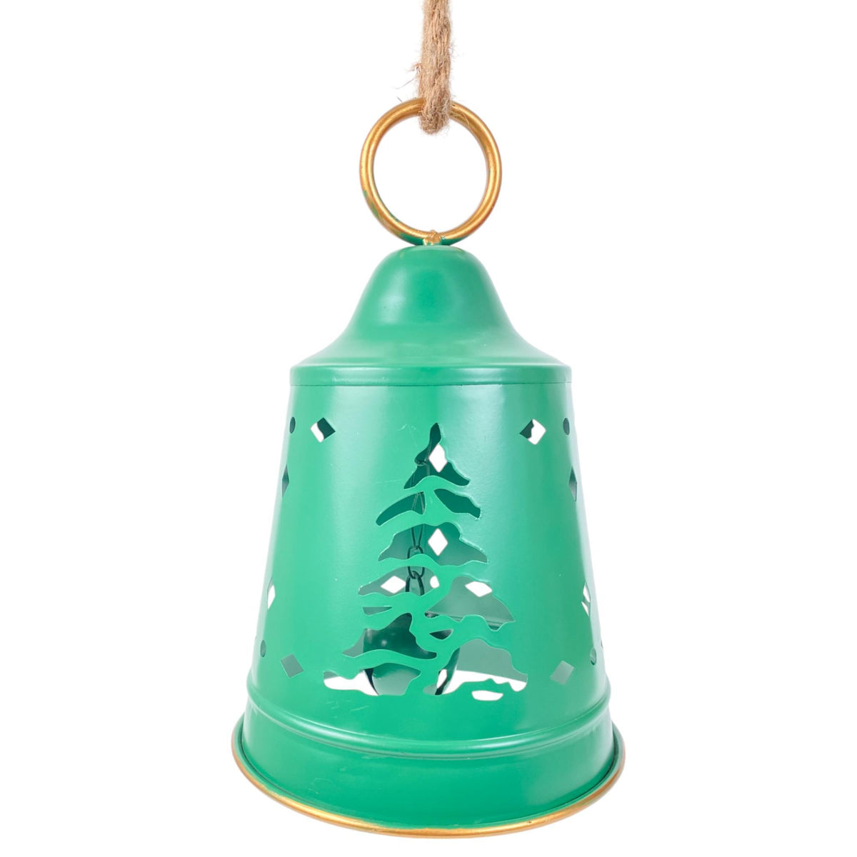 Set de Campanas Navideñas Colgantes de Metal con Calado de Pino