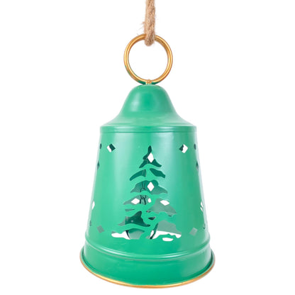 Set de Campanas Navideñas Colgantes de Metal con Calado de Pino