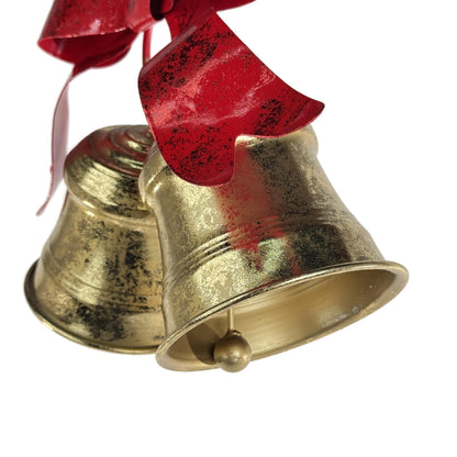 Set de Campanas Navideñas Doradas de Metal – Adorno Colgante con Lazos  metálico