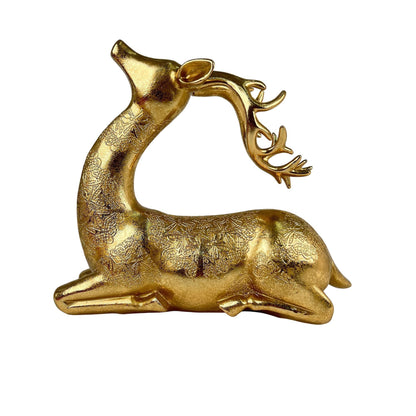 Reno Navideño Escultural Dorado – Figura Coleccionable con Grabado Artístico