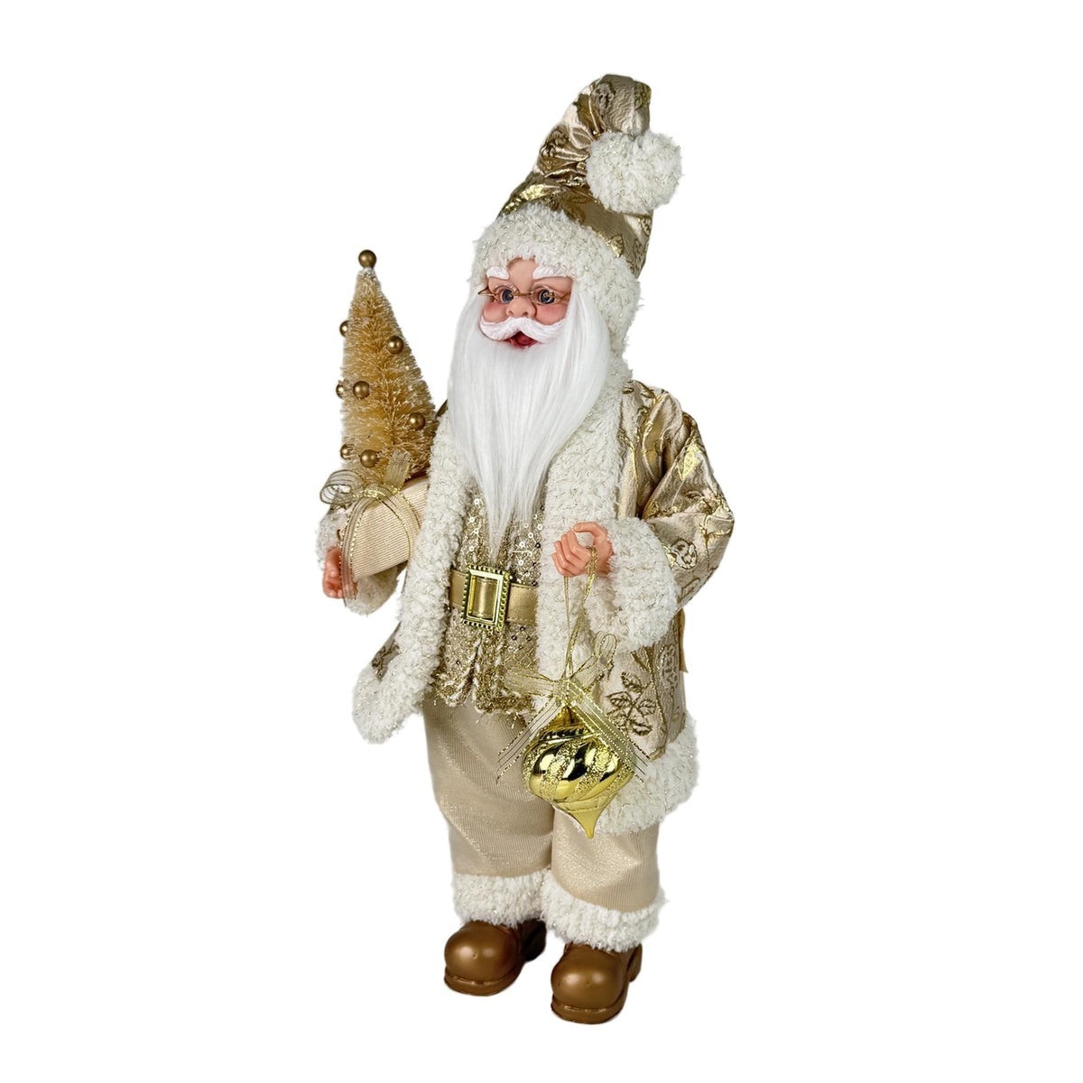 Santa Claus Decorativo de Lujo en Dorado y Marfil