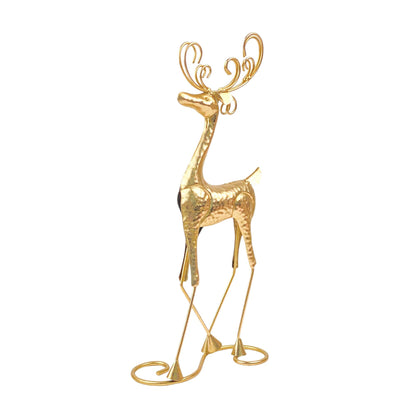 Reno Decorativo Metálico Navideño Dorado de Lujo