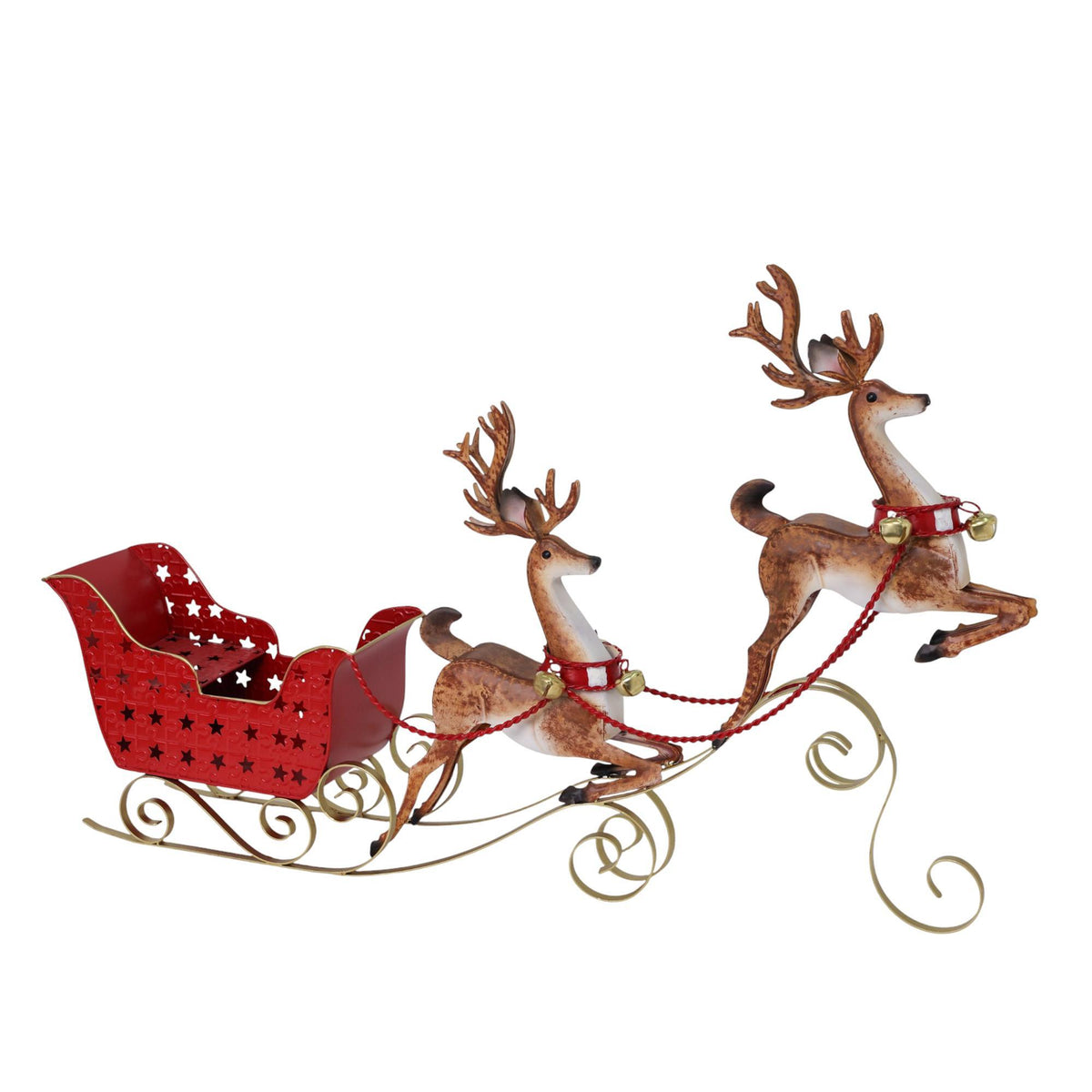 Trineo Navideño con Renos metálicos