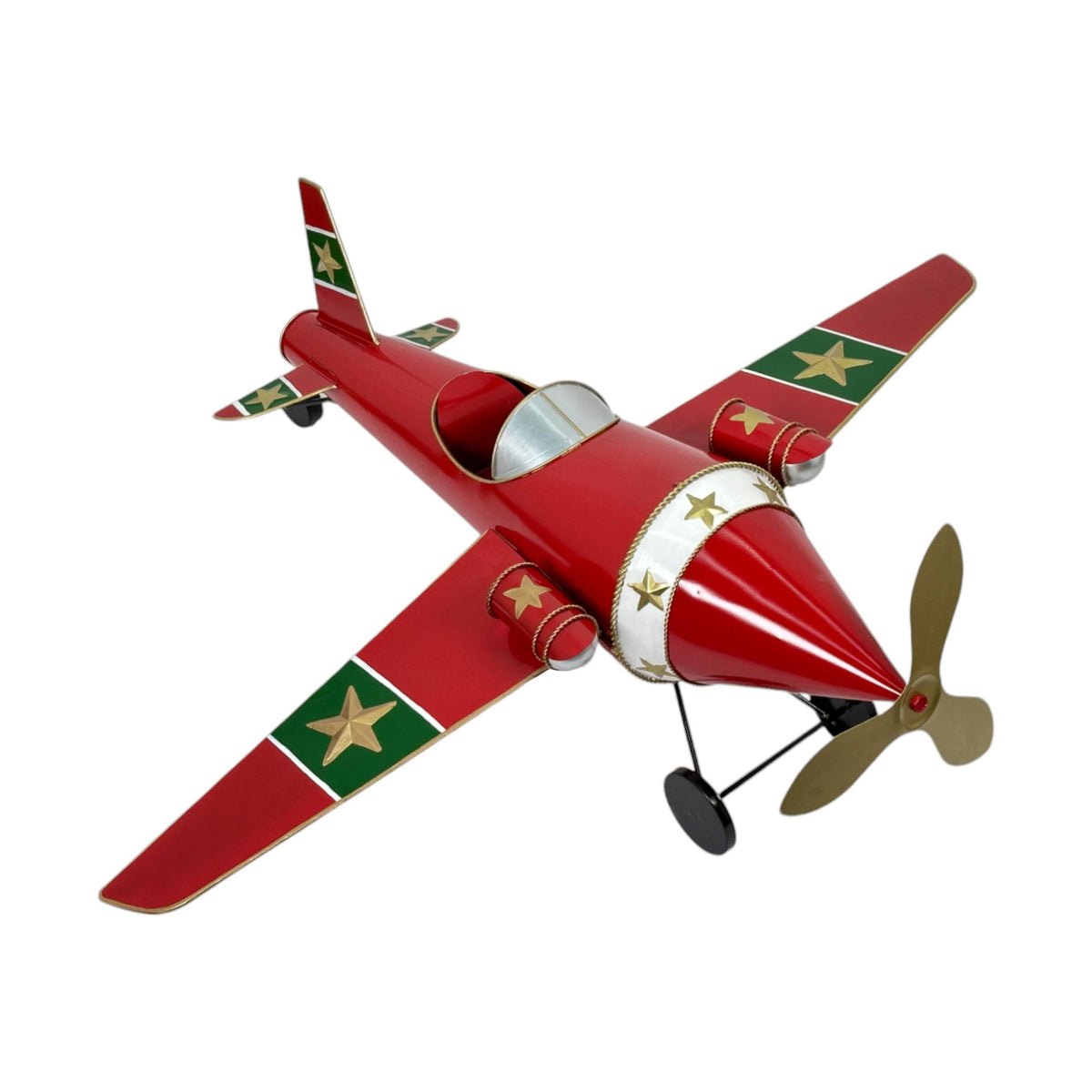 Avión decorativo navideño coleccionable metálico