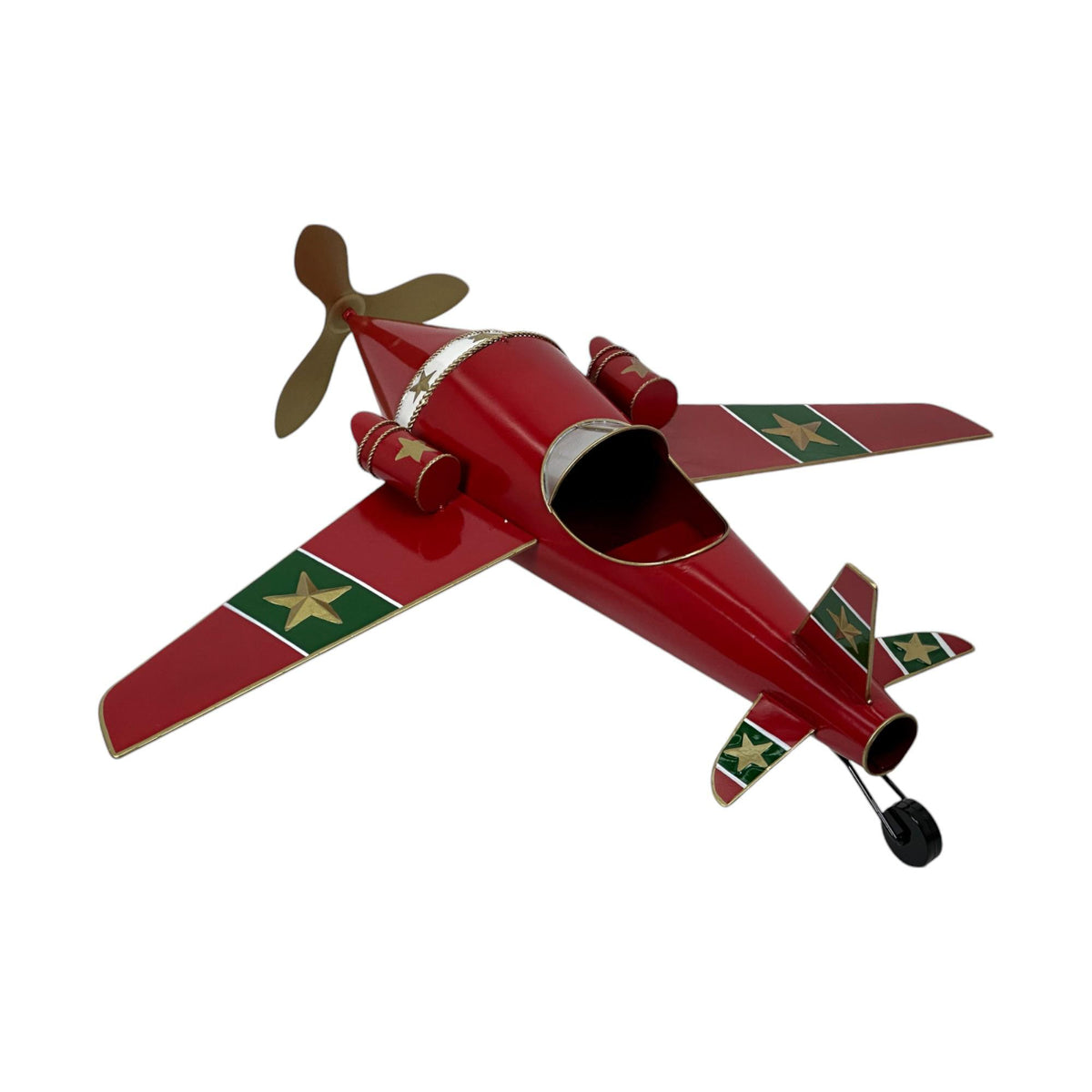 Avión decorativo navideño coleccionable metálico