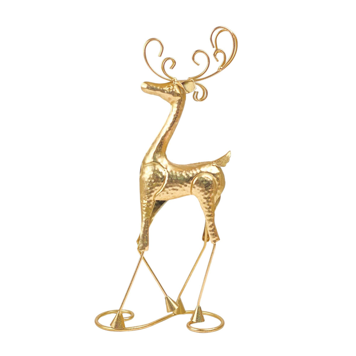 Reno Decorativo Metálico Navideño Dorado de Lujo