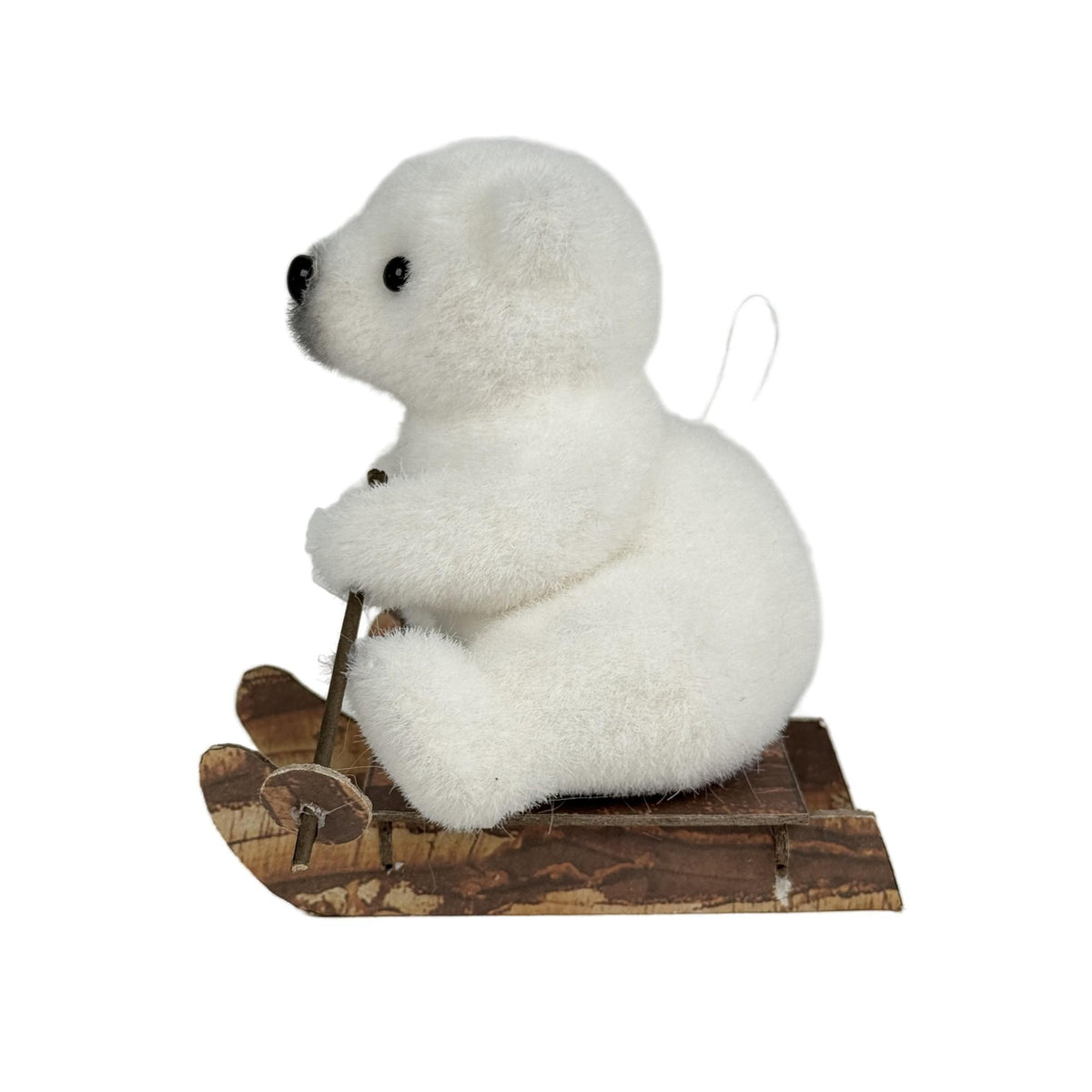 Adorno de Oso Polar Esquiador en Trineo de Madera