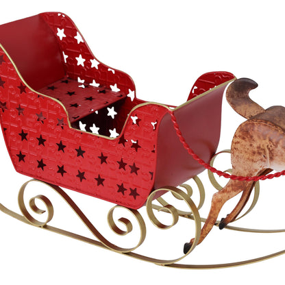 Trineo Navideño con Renos metálicos