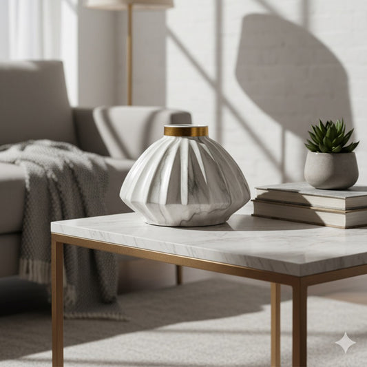 JARRÓN DECORATIVO CON ACABADO MARMOLEADO