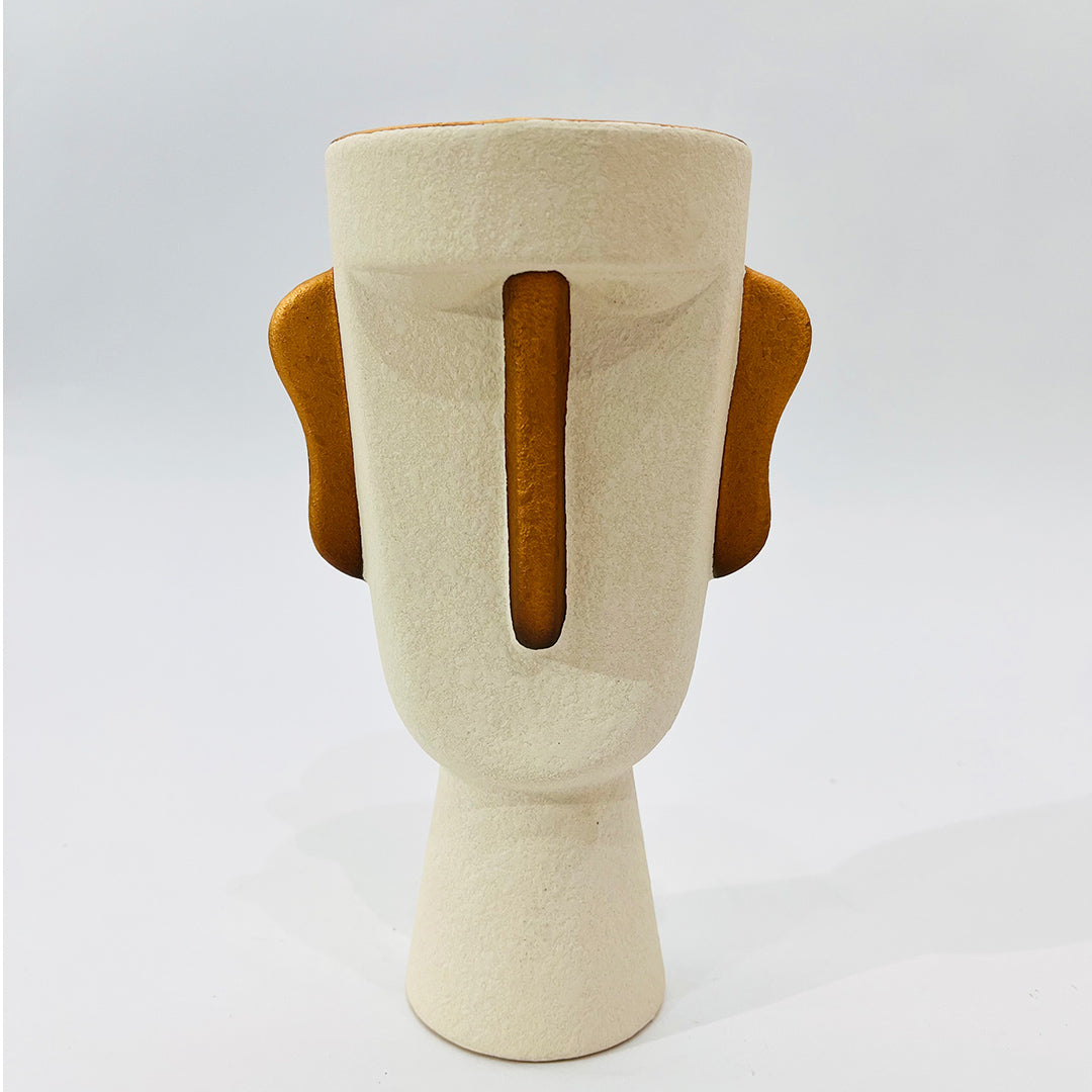 JARRÓN DECORATIVO EN CERÁMICA BLANCA