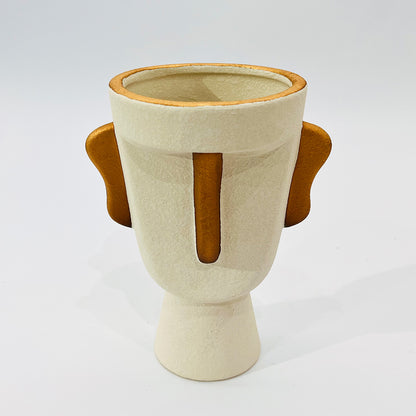 JARRÓN DECORATIVO EN CERÁMICA BLANCA