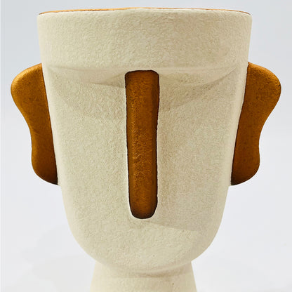 JARRÓN DECORATIVO EN CERÁMICA BLANCA