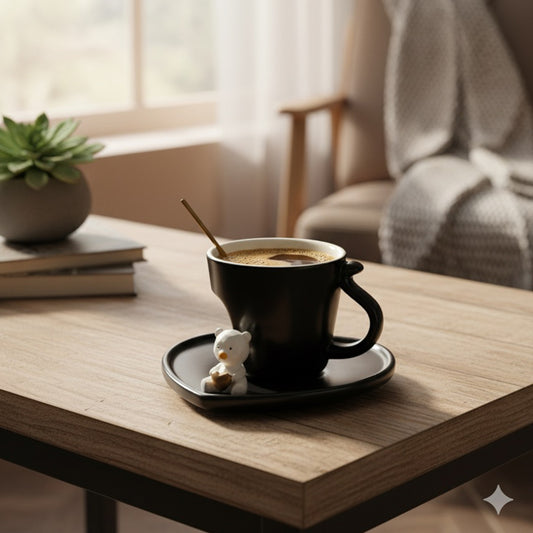 POCILLO PLATO DECORATIVO NEGRO