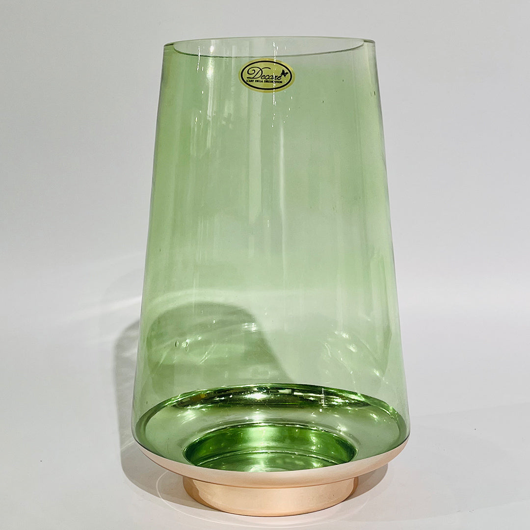 FLORERO DECORATIVO EN VIDRIO VERDE