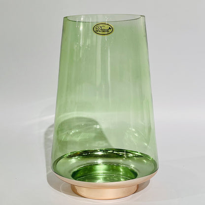 FLORERO DECORATIVO EN VIDRIO VERDE