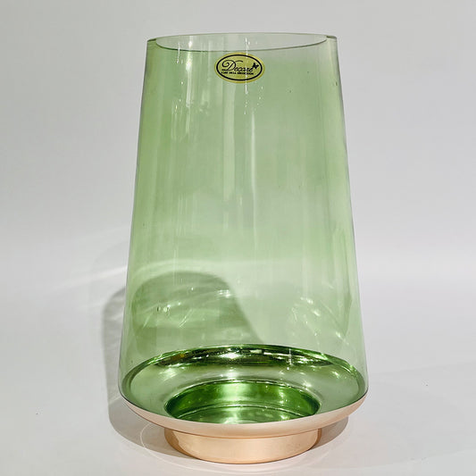 FLORERO DECORATIVO EN VIDRIO VERDE