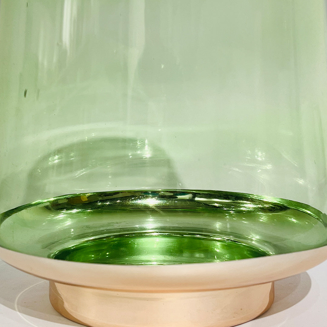 FLORERO DECORATIVO EN VIDRIO VERDE