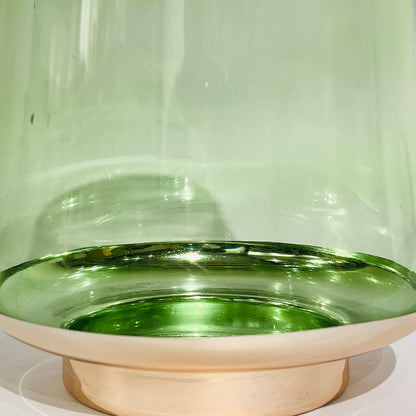 FLORERO DECORATIVO EN VIDRIO VERDE