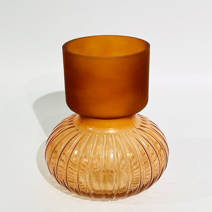 FLORERO DECORATIVO ÁMBAR EN VIDRIO