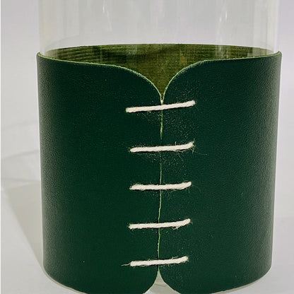 FLORERO DECORATIVO EN VIDRIO CON TOQUE VERDE