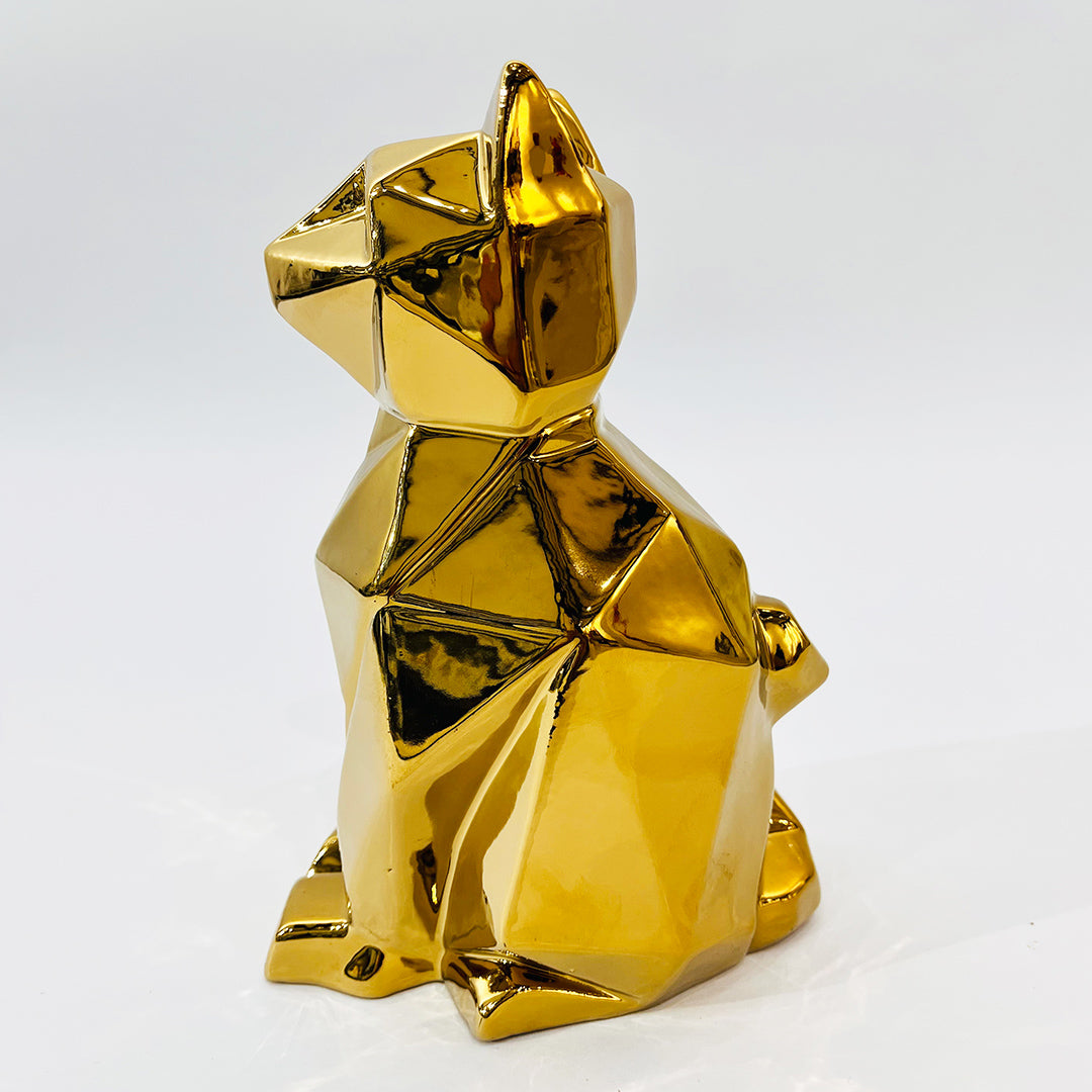 FIGURA DE GATO DECORATIVO DORADO