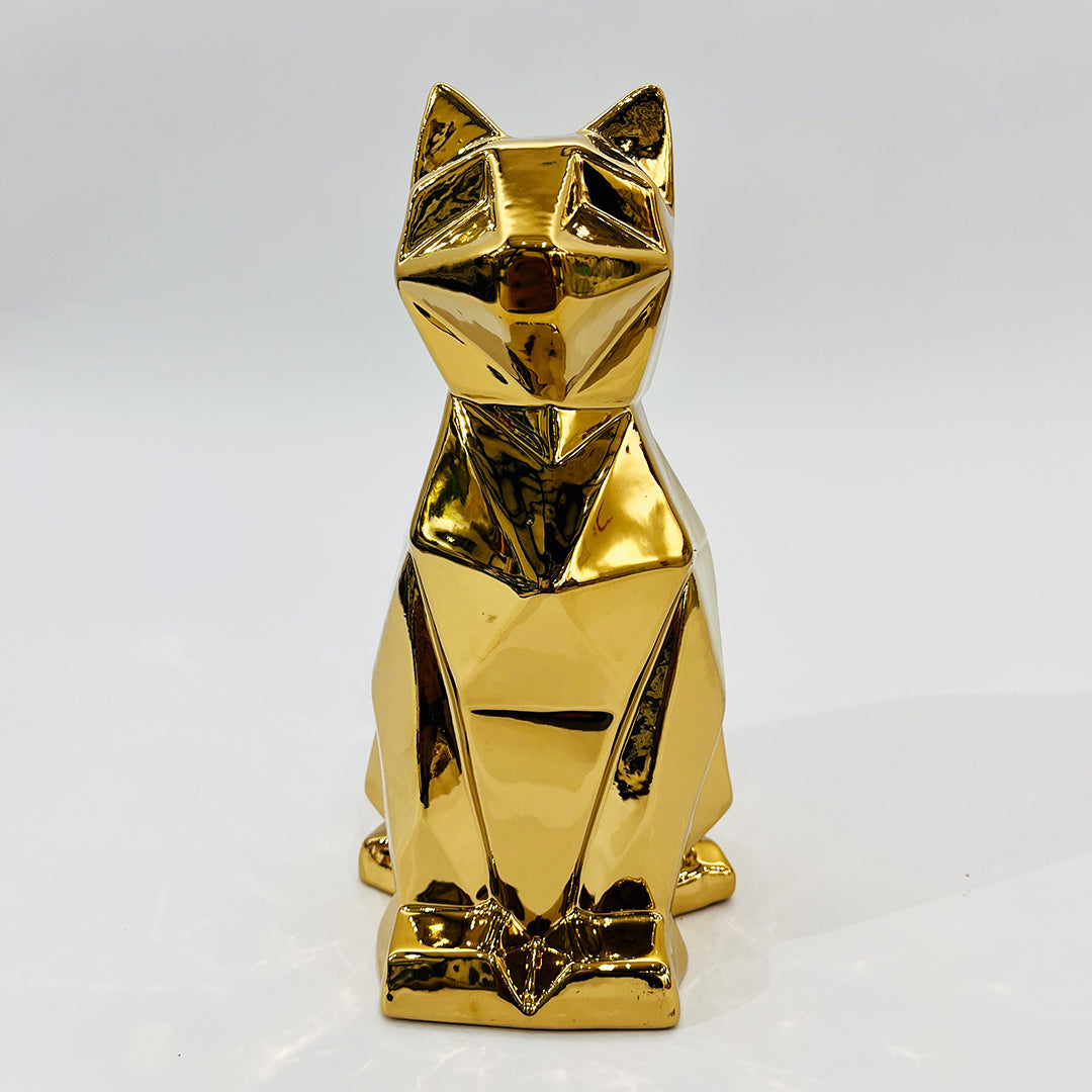 FIGURA DE GATO DECORATIVO DORADO