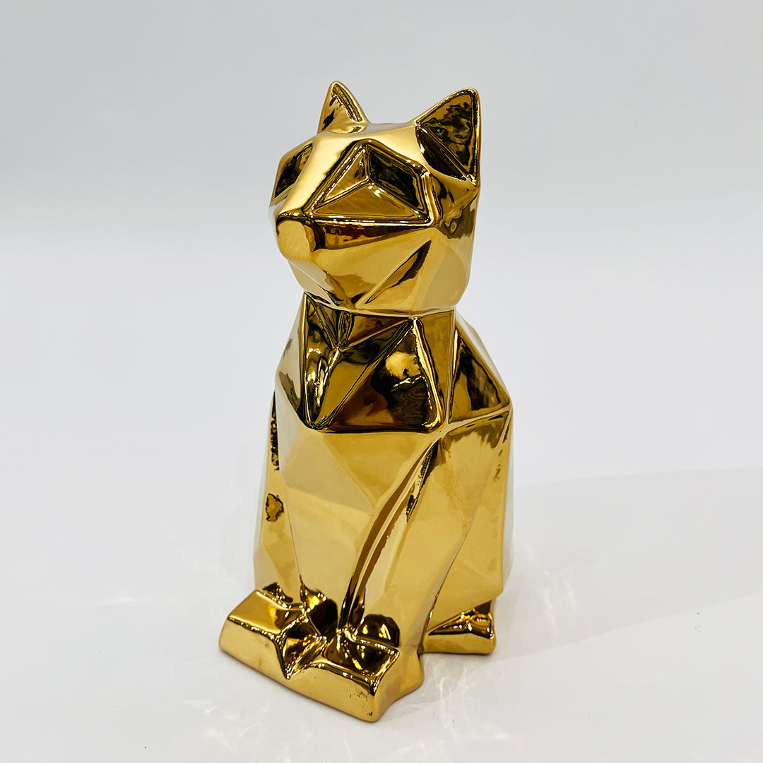 FIGURA DE GATO DECORATIVO DORADO