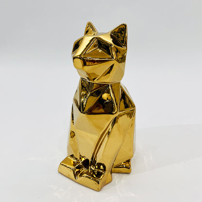 FIGURA DE GATO DECORATIVO DORADO