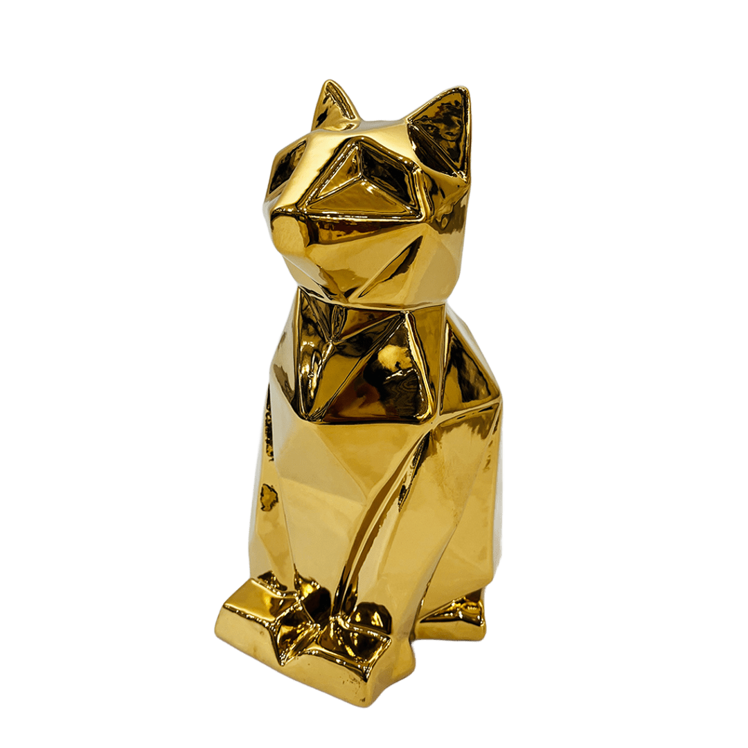 FIGURA DE GATO DECORATIVO DORADO