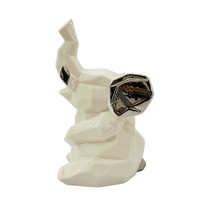 FIGURA ELEFANTE DECORATIVO BLANCO PLATEADO