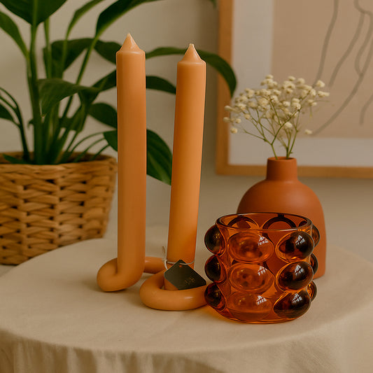 PORTAVELA DECORATIVO EN VIDRIO