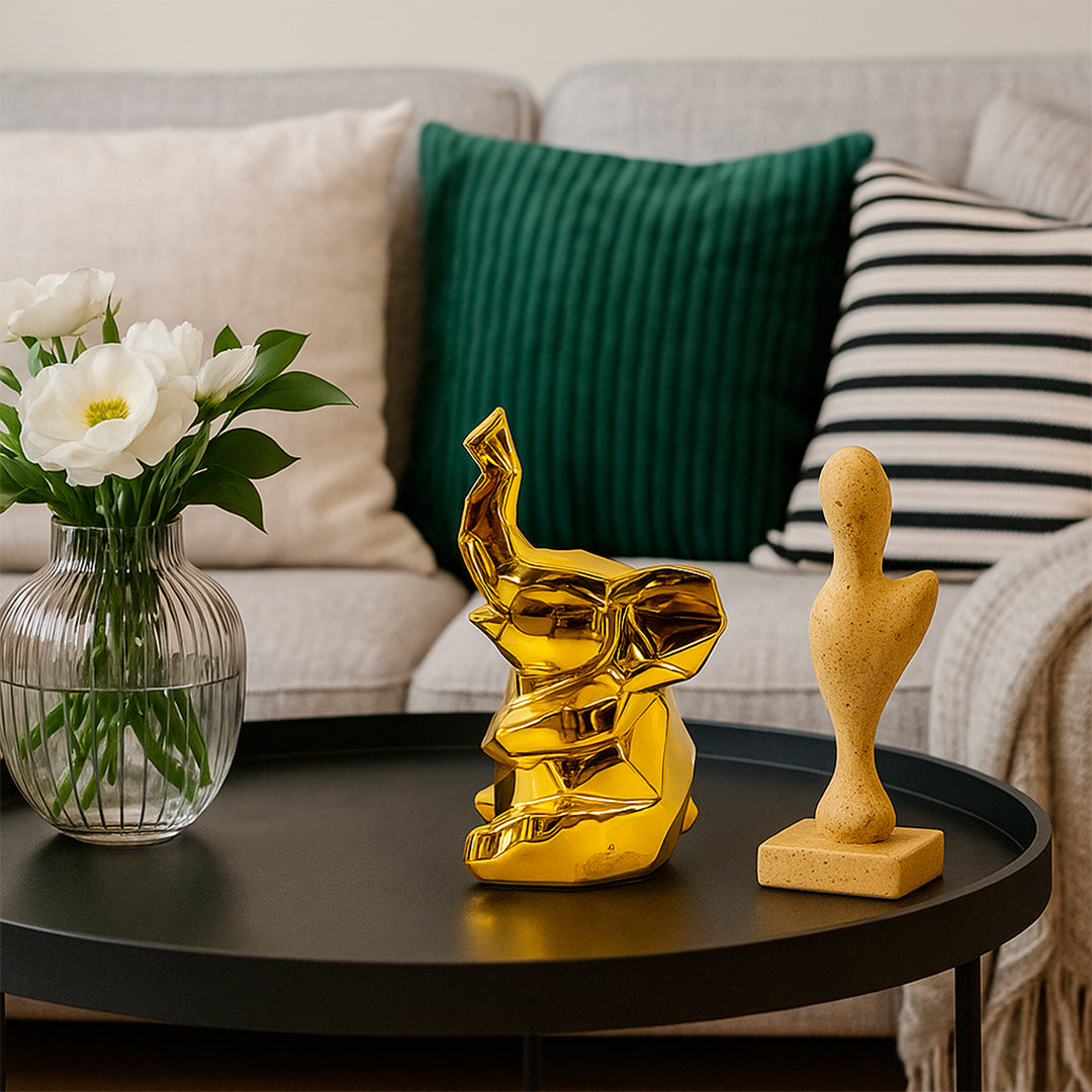 FIGURA ELEFANTE DECORATIVO DORADO