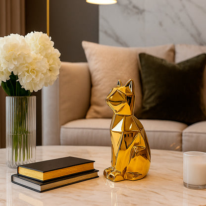 FIGURA DE GATO DECORATIVO DORADO